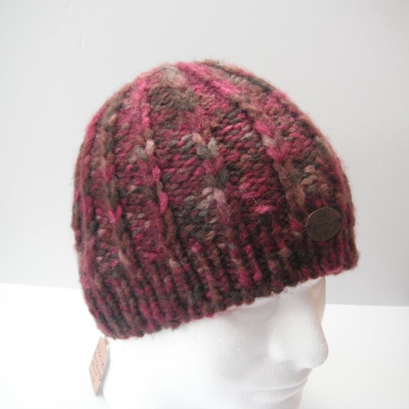 Hand Knitted Hat Toque Adult Size - M-(L) Acrylic Burgundy Unisex Color Blue-019 - Picture 5 of 10